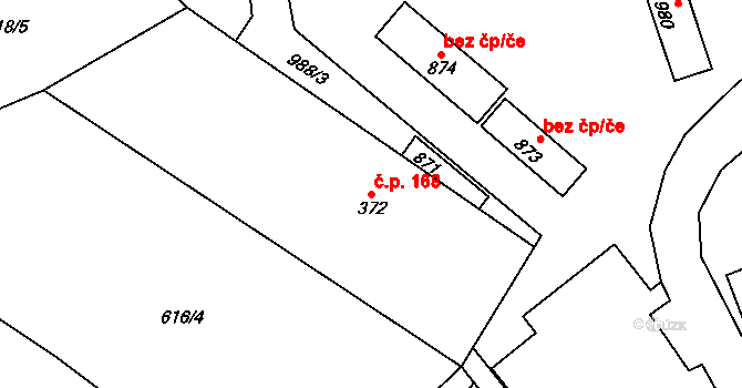 Borohrádek 168 na parcele st. 372 v KÚ Borohrádek, Katastrální mapa