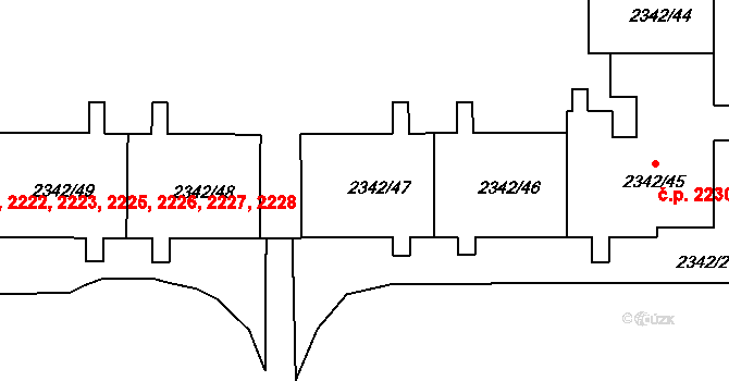 Stodůlky 2229,2230,2231,2232,, Praha na parcele st. 2342/47 v KÚ Stodůlky, Katastrální mapa