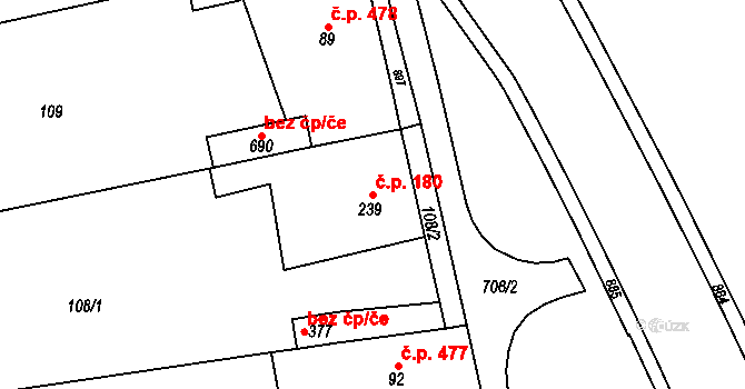 Svoboda nad Úpou 180 na parcele st. 239 v KÚ Svoboda nad Úpou, Katastrální mapa