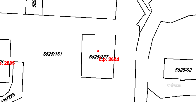Česká Lípa 2604 na parcele st. 5825/287 v KÚ Česká Lípa, Katastrální mapa