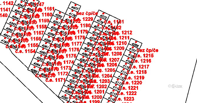 Kuřim 1207 na parcele st. 4101 v KÚ Kuřim, Katastrální mapa