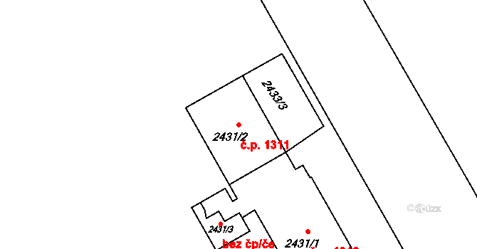 Kopřivnice 1311 na parcele st. 2431/2 v KÚ Kopřivnice, Katastrální mapa