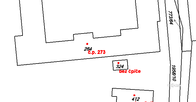 Ostřetín 273 na parcele st. 264 v KÚ Ostřetín, Katastrální mapa