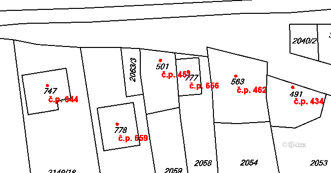 Jalubí 656 na parcele st. 777 v KÚ Jalubí, Katastrální mapa