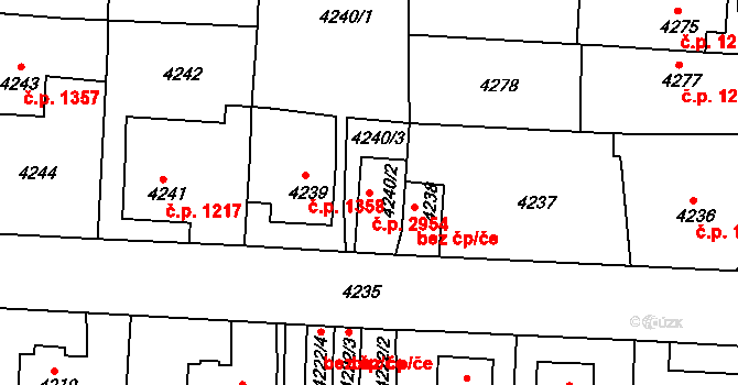Česká Lípa 2954 na parcele st. 4240/2 v KÚ Česká Lípa, Katastrální mapa