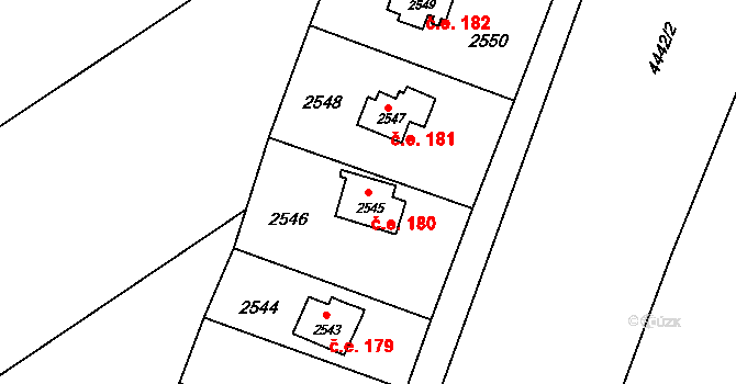 Martinov 180, Ostrava na parcele st. 2545 v KÚ Martinov ve Slezsku, Katastrální mapa