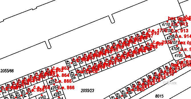 Hodonín 895 na parcele st. 4323 v KÚ Hodonín, Katastrální mapa