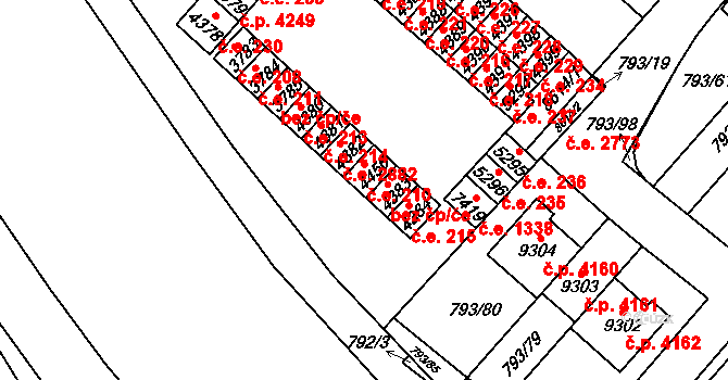 Hodonín 210 na parcele st. 4456 v KÚ Hodonín, Katastrální mapa