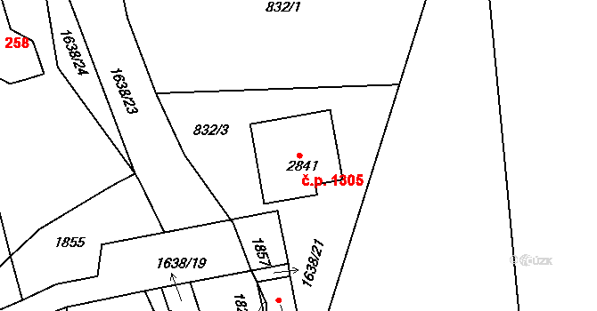 Litovel 1305 na parcele st. 2841 v KÚ Litovel, Katastrální mapa