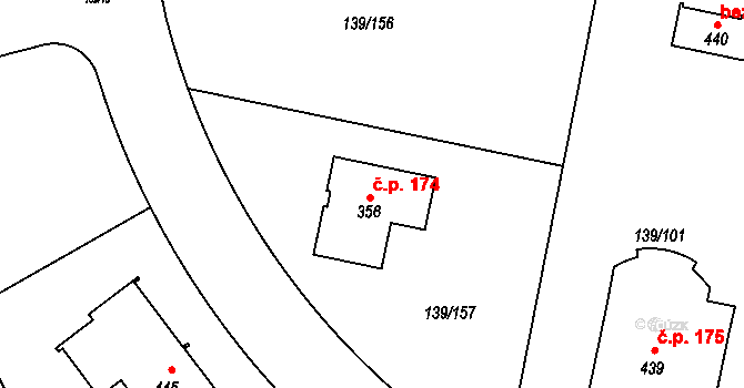 Trnová 174 na parcele st. 356 v KÚ Trnová u Jíloviště, Katastrální mapa