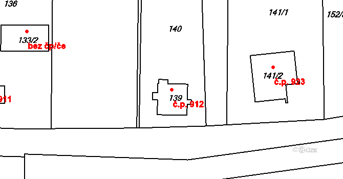 Hvězdov 912, Ralsko na parcele st. 139 v KÚ Ploužnice pod Ralskem, Katastrální mapa