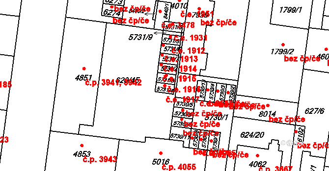 Zlín 1917 na parcele st. 5731/4 v KÚ Zlín, Katastrální mapa