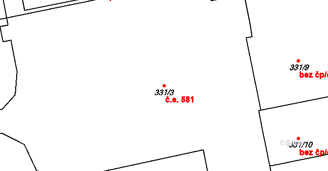 Náchod 581 na parcele st. 331/3 v KÚ Náchod, Katastrální mapa
