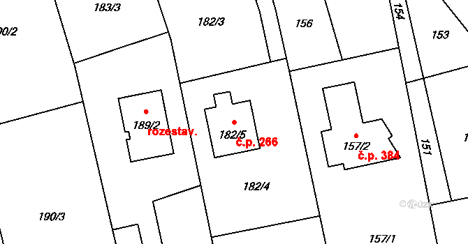 Darkovice 266 na parcele st. 182/5 v KÚ Darkovice, Katastrální mapa