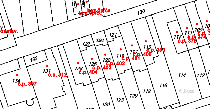 Slavkov 402 na parcele st. 122 v KÚ Slavkov u Opavy, Katastrální mapa