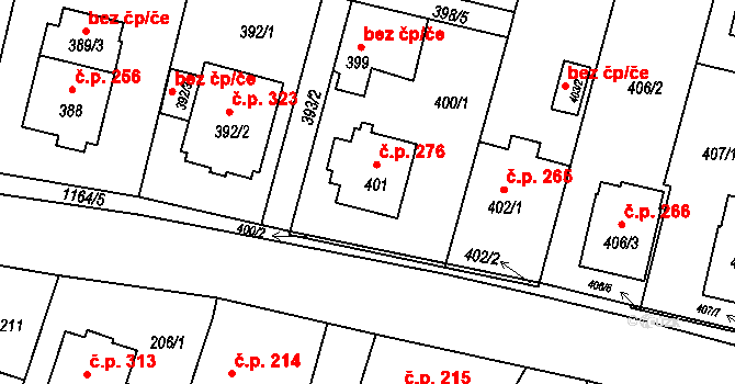 Oldřišov 276 na parcele st. 401 v KÚ Oldřišov, Katastrální mapa