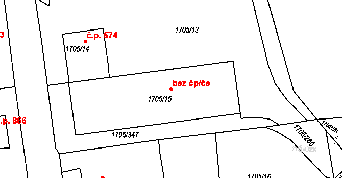 Kopřivnice 44822405 na parcele st. 1705/15 v KÚ Kopřivnice, Katastrální mapa