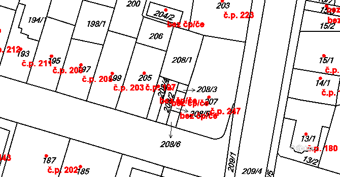 Teplice 45128405 na parcele st. 208/2 v KÚ Teplice-Řetenice, Katastrální mapa
