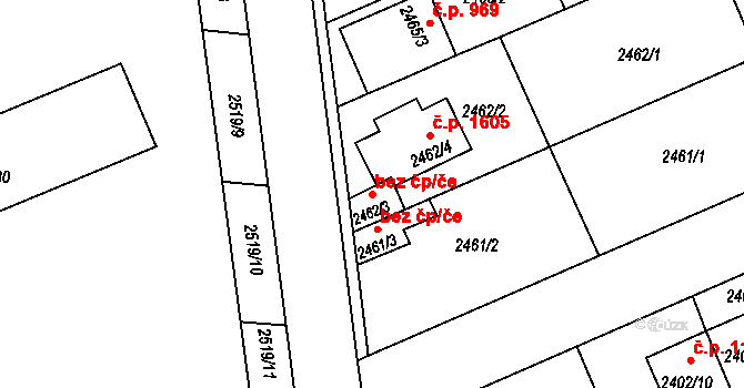 Holešov 47605405 na parcele st. 2462/3 v KÚ Holešov, Katastrální mapa