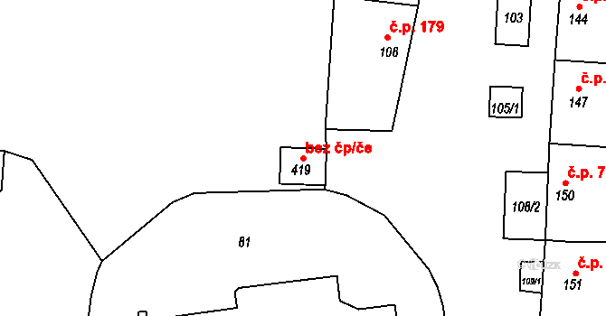 Bánov 47819405 na parcele st. 419 v KÚ Bánov, Katastrální mapa