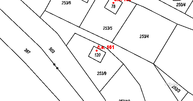 Kunčí 161, Slatiňany na parcele st. 120 v KÚ Kunčí, Katastrální mapa