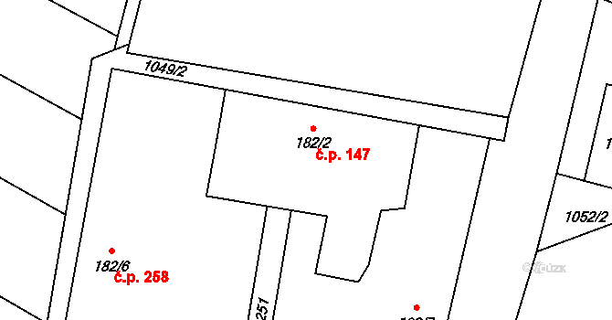 Bohdíkov 147 na parcele st. 182/2 v KÚ Dolní Bohdíkov, Katastrální mapa