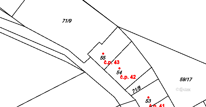 Beroun-Jarov 43, Beroun na parcele st. 55 v KÚ Jarov u Berouna, Katastrální mapa