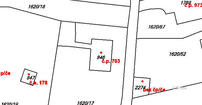 Unhošť 703 na parcele st. 846 v KÚ Unhošť, Katastrální mapa
