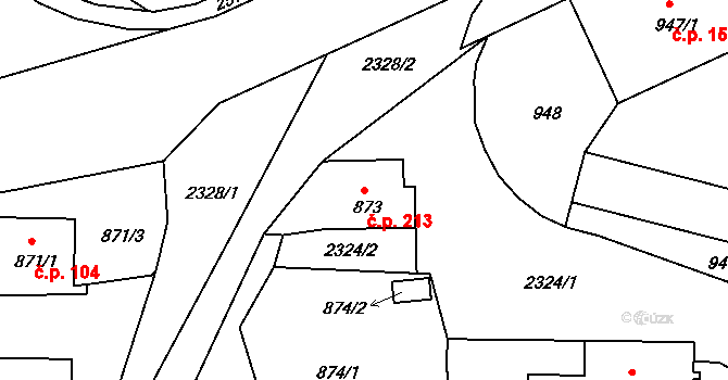 Velké Předměstí 213, Horšovský Týn na parcele st. 873 v KÚ Horšovský Týn, Katastrální mapa