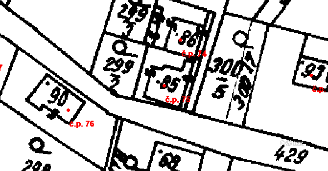 Velichovky 75 na parcele st. 85 v KÚ Velichovky, Katastrální mapa