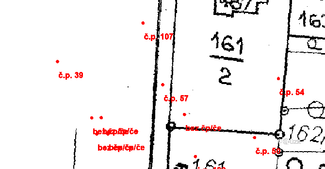 Choltice 57 na parcele st. 154 v KÚ Choltice, Katastrální mapa