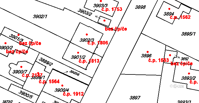 České Budějovice 82383405 na parcele st. 3902/4 v KÚ České Budějovice 7, Katastrální mapa