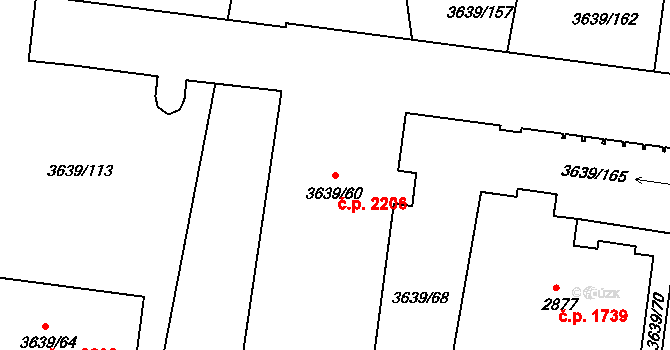 Louny 2206 na parcele st. 3639/60 v KÚ Louny, Katastrální mapa