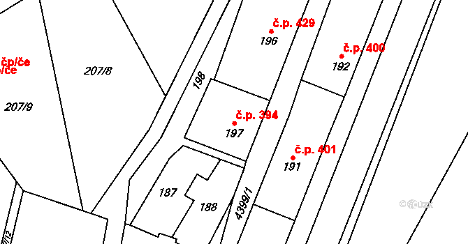 Chotěboř 394 na parcele st. 197 v KÚ Chotěboř, Katastrální mapa