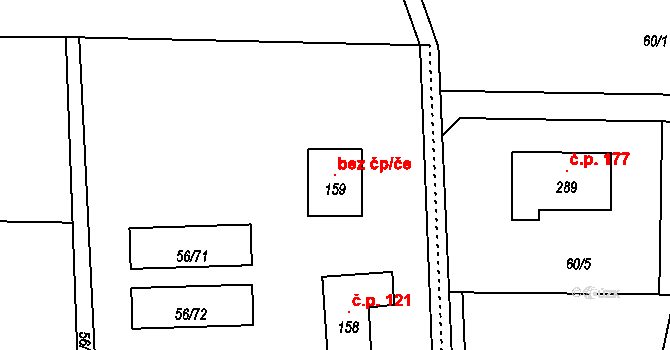 Kožušany-Tážaly 119107406 na parcele st. 159 v KÚ Tážaly, Katastrální mapa