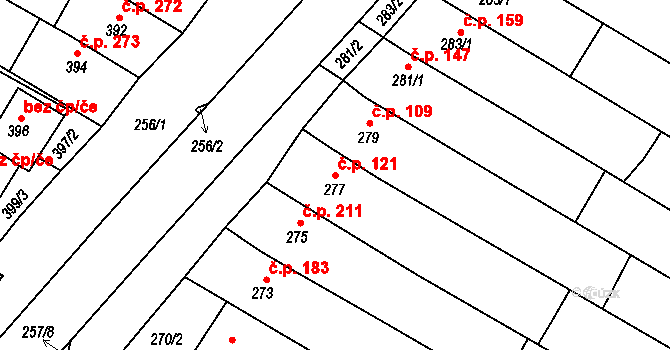 Milokošť 121, Veselí nad Moravou na parcele st. 277 v KÚ Milokošť, Katastrální mapa