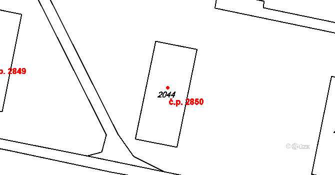 Kladno 2850 na parcele st. 2044 v KÚ Kladno, Katastrální mapa