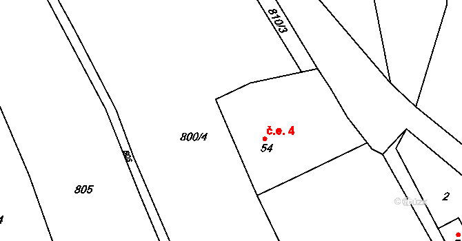 Lbosín 4, Divišov na parcele st. 54 v KÚ Lbosín, Katastrální mapa