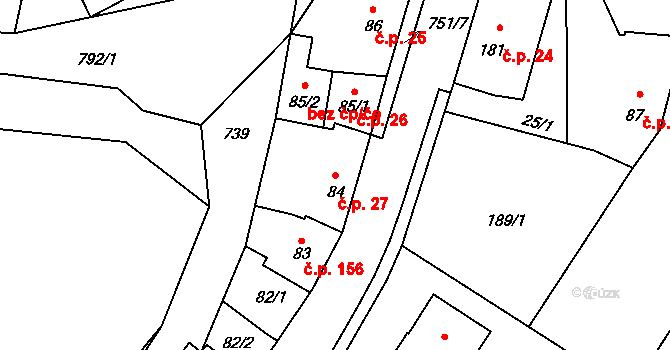 Sedlec 27, Sedlec-Prčice na parcele st. 84 v KÚ Sedlec u Votic, Katastrální mapa