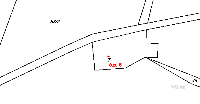 Horní Dušnice 5, Jablonec nad Jizerou na parcele st. 7 v KÚ Horní Dušnice, Katastrální mapa