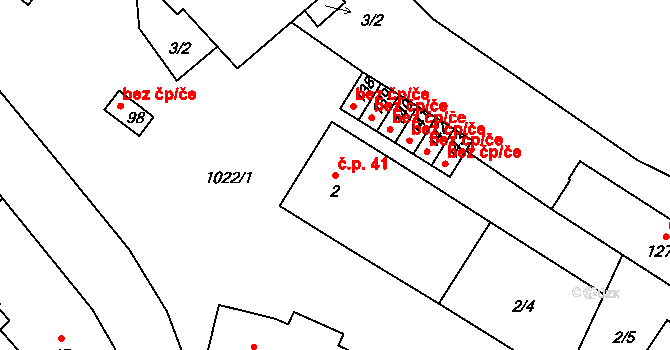 Záboří 41 na parcele st. 2 v KÚ Záboří u Blatné, Katastrální mapa