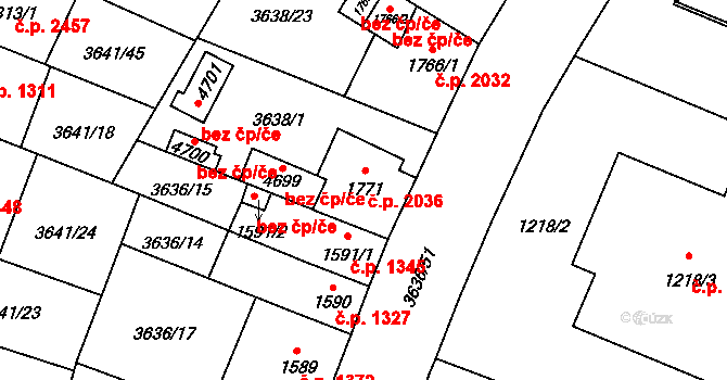 Břeclav 2036 na parcele st. 1771 v KÚ Břeclav, Katastrální mapa