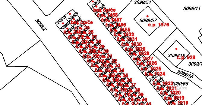 Pelhřimov 32 na parcele st. 3098/34 v KÚ Pelhřimov, Katastrální mapa