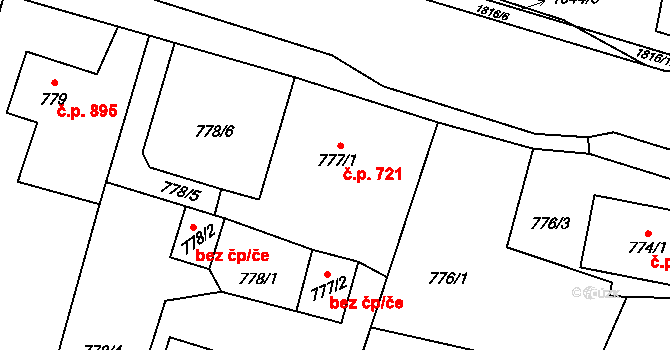 Šenov 721 na parcele st. 777/1 v KÚ Šenov u Ostravy, Katastrální mapa