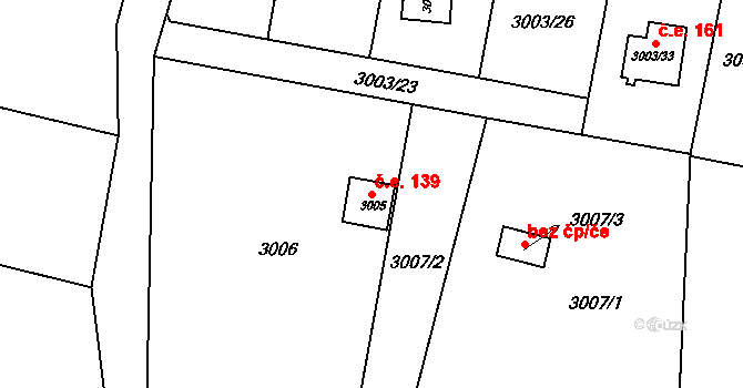 Frýdlant 139, Frýdlant nad Ostravicí na parcele st. 3005 v KÚ Frýdlant nad Ostravicí, Katastrální mapa