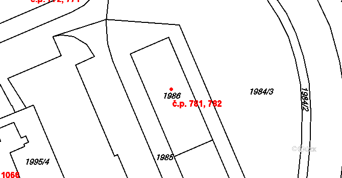 Chodov 781,782 na parcele st. 1986 v KÚ Dolní Chodov, Katastrální mapa