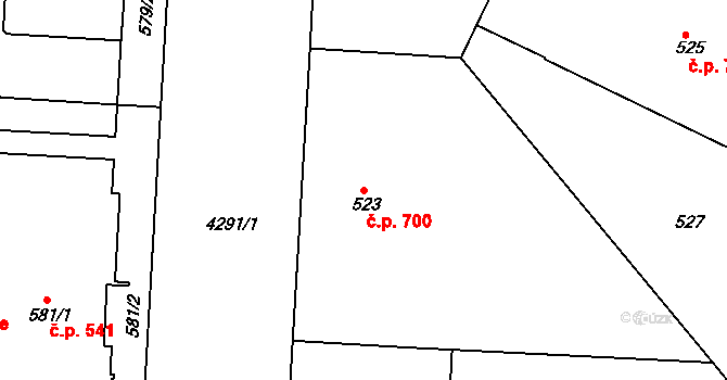 Dejvice 700, Praha na parcele st. 523 v KÚ Dejvice, Katastrální mapa
