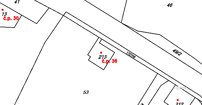 Dolní Vlčkovice 36, Vlčkovice v Podkrkonoší na parcele st. 213 v KÚ Dolní Vlčkovice, Katastrální mapa