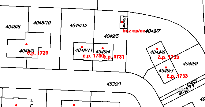 Strašnice 1731, Praha na parcele st. 4049/4 v KÚ Strašnice, Katastrální mapa