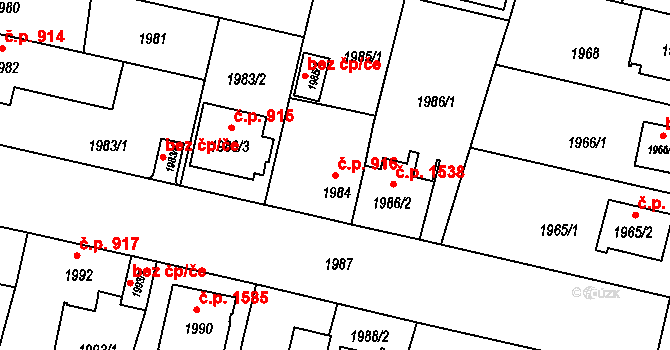 České Budějovice 5 916, České Budějovice na parcele st. 1984 v KÚ České Budějovice 5, Katastrální mapa